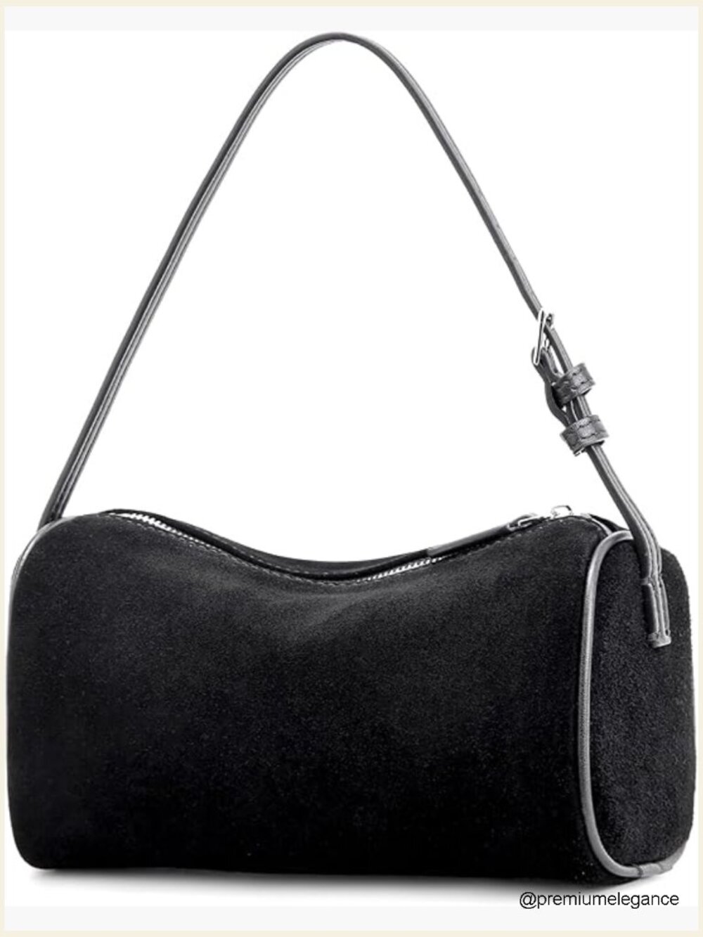 Suede Leather Crossbody Hobo Bag - Small Barrel Purse Women